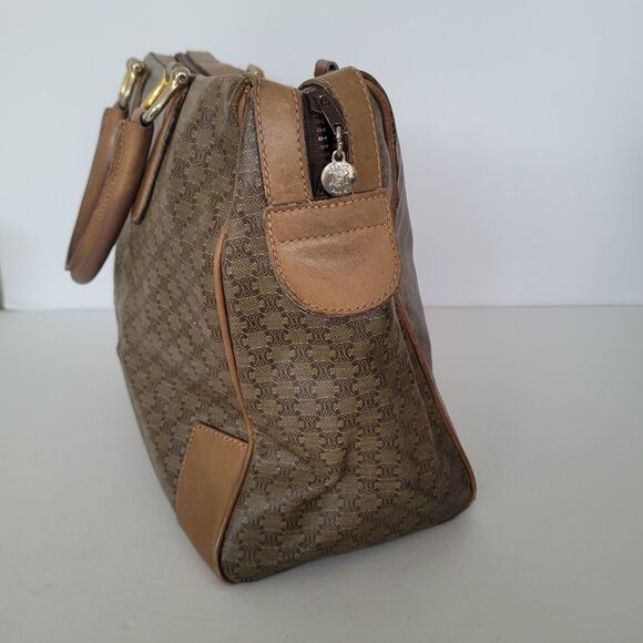 Celine Macadam Vintage Boston Bag Handbag Duffle Large Retro Brown - Picture 3 of 15